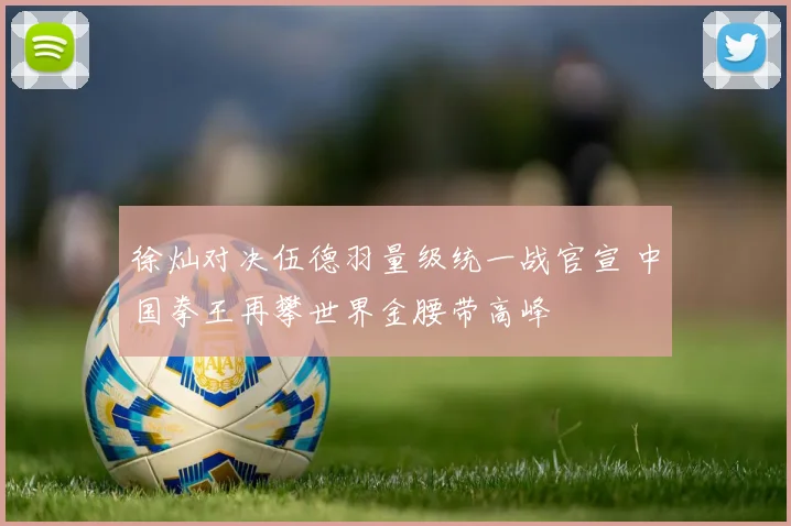 徐灿对决伍德羽量级统一战官宣 中国拳王再攀世界金腰带高峰
